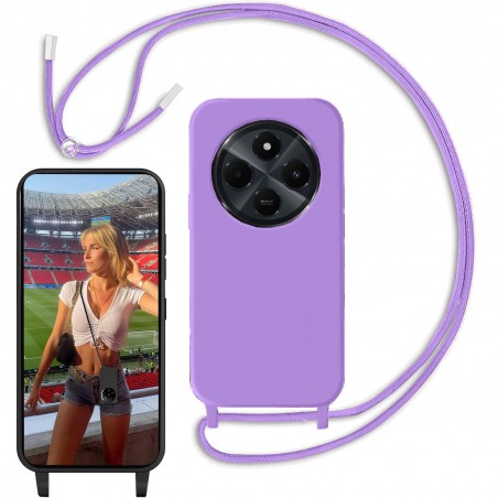 Funda Carcasa Xiaomi Redmi 14C con Cuerda Ajustable, Silicona Resistente a Golpes con Cordón Colgante Antideslizante Negro