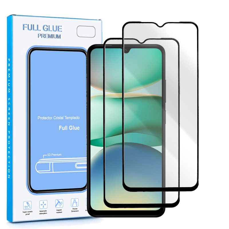 2x Protector pantalla cristal templado completo 5D Xiaomi Redmi 14C Full Glue