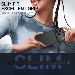 Funda rígida para iPhone 17 Pro carcasa hibrida borde metal color negro