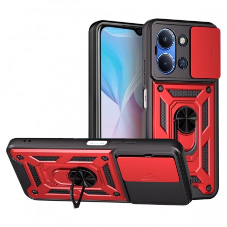 Funda armor Xiaomi Redmi 15C carcasa tapa deslizante para cámara, soporte y anilla giratoria 360 armadura military grade case