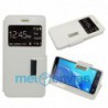 Funda carcasa de cuero tipo libro para Samsung Galaxy J3 funcion soporte con ventana y cierre de iman Color Blanco