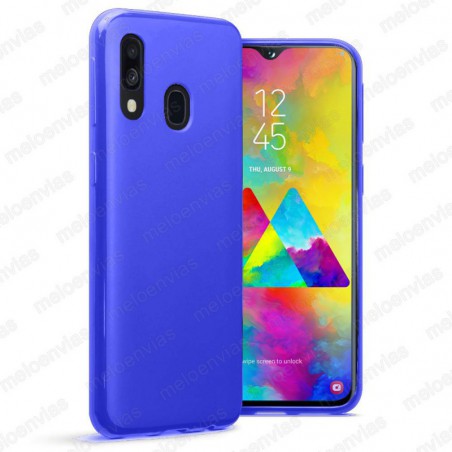 Funda carcasa para Samsung Galaxy M20 Gel TPU Liso mate Color Azul