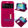 Funda carcasa de cuero tipo libro para Samsung Galaxy A3 A300FU funcion soporte con ventana y cierre con iman Color Fucsia