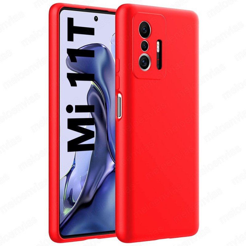 Funda carcasa para Xiaomi 11T Gel TPU Liso mate Color Rojo