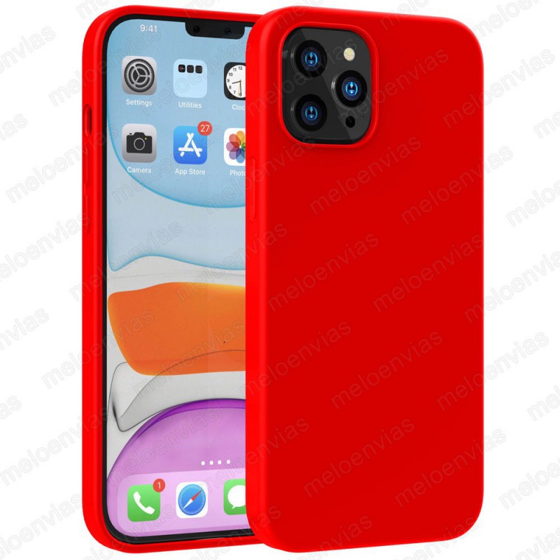 Funda carcasa para iPhone 12 Pro max Gel TPU Liso mate Color Rojo
