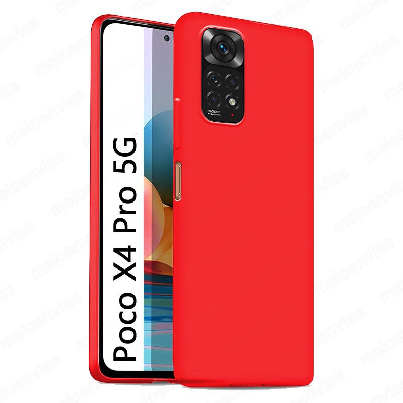 Funda carcasa para Xioami Poco X4 Pro 5G Gel TPU Liso mate Color Rojo