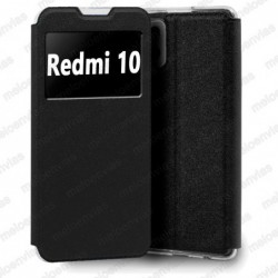 Funda para Xiaomi Redmi 10 carcasa de cuero tipo libro funcion soporte con ventana y cierre de iman Color Negro