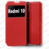 Funda para Xiaomi Redmi 10 carcasa de cuero tipo libro funcion soporte con ventana y cierre de iman Color Rojo