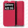 Funda para Samsung Galaxy A22 5G carcasa de cuero tipo libro funcion soporte con ventana y cierre de iman Color Fucsia