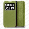 Funda para Samsung Galaxy A22 5G carcasa de cuero tipo libro funcion soporte con ventana y cierre de iman Color Dorado
