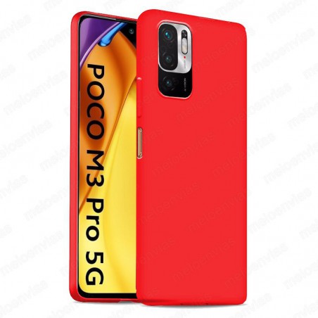 Funda Carcasa Xiaomi Poco M3 Pro 5G Silicona Gel TPU Liso Mate Color Rojo