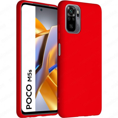 Funda Carcasa Xiaomi Poco M5s Silicona Gel TPU Liso Mate Color Rojo