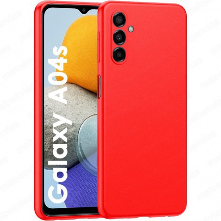 Funda Carcasa Samsung Galaxy A04s Silicona Gel TPU Liso Mate Color Rojo