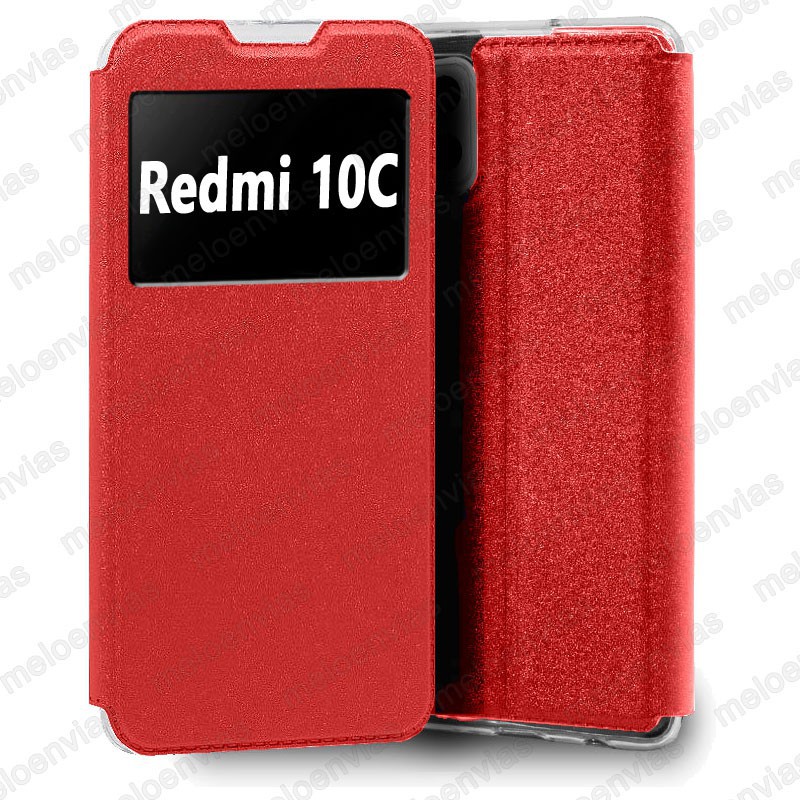 Funda carcasa para Xiaomi Redmi 10C Libro Estuche Funcion Soporte Color Rojo