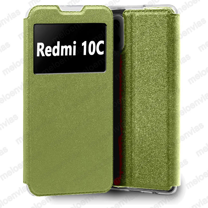Funda carcasa para Xiaomi Redmi 10C Libro Estuche Funcion Soporte Color Dorado