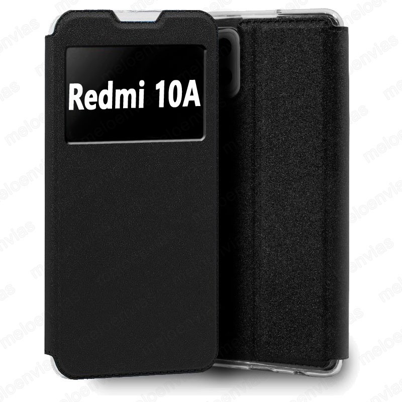Funda carcasa para Xiaomi Redmi 10A Libro Estuche Funcion Soporte Color Negro