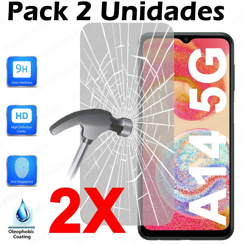 Pack 2 Unidades Cristal Templado Protector Pantalla Para Samsung Galaxy A14 5G Vidrio 100% Transparente