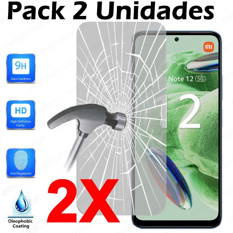 Pack 2 Unidades Cristal Templado Protector Pantalla Para Xiaomi Redmi Note 12 5G Vidrio 100% Transparente