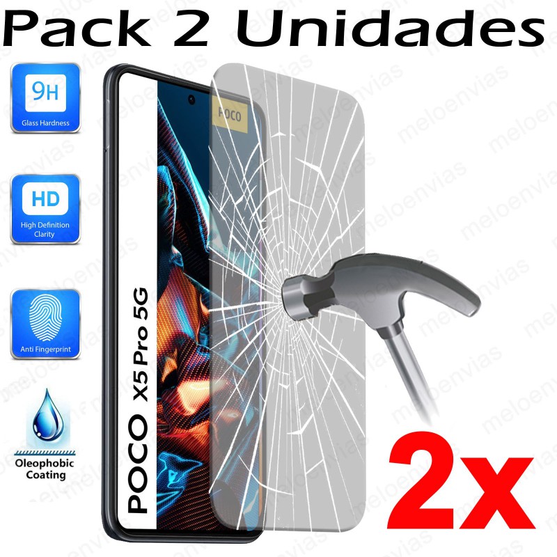 Pack 2 Unidades Cristal Templado Protector Pantalla Para Xiaomi Poco X5 Pro 5G Vidrio 100% Transparente
