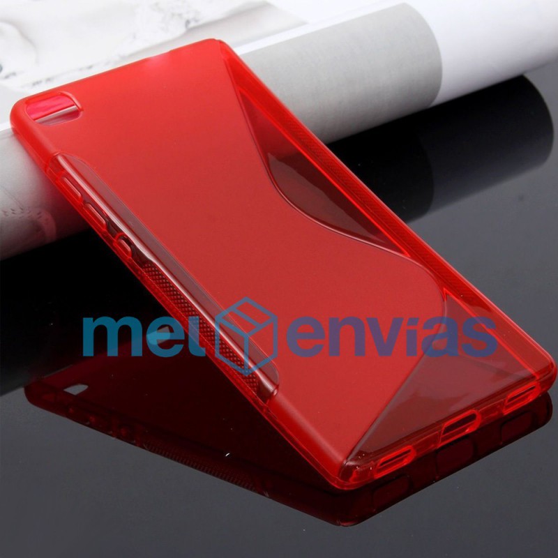 Funda carcasa para Huawei P8 Lite Gel TPU Diseño S-line Color Rojo