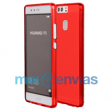 Funda carcasa para Huawei P9 Gel TPU Liso mate Color Rojo