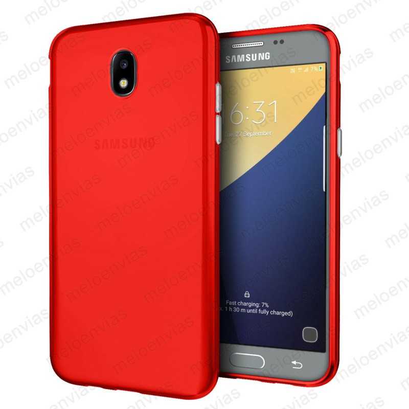 Funda carcasa para Samsung Galaxy J7 2017 Gel TPU Liso mate Color Rojo