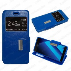 Funda para Samsung Galaxy A3 2017 carcasa de cuero tipo libro funcion soporte con ventana y cierre de iman Color Azul