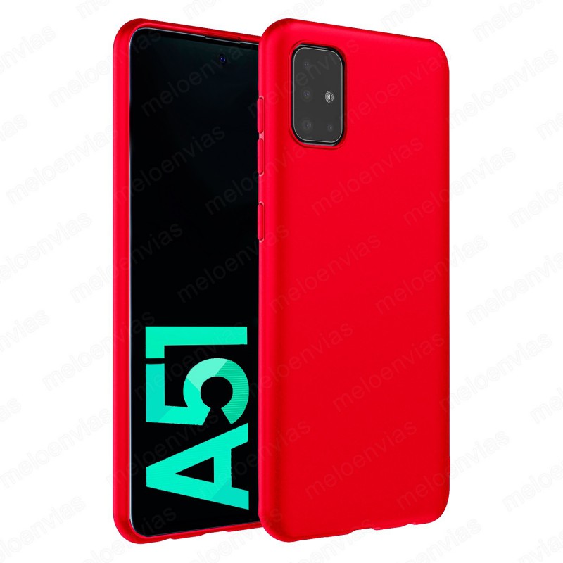 Funda carcasa para Samsung Galaxy A51 Gel TPU Liso mate Color Rojo
