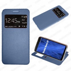 Funda para Xiaomi Redmi Note 8T carcasa de cuero tipo libro funcion soporte con ventana y cierre de iman Color Azul