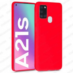 Funda carcasa para Samsung Galaxy A21s Gel TPU Liso mate Color Rojo