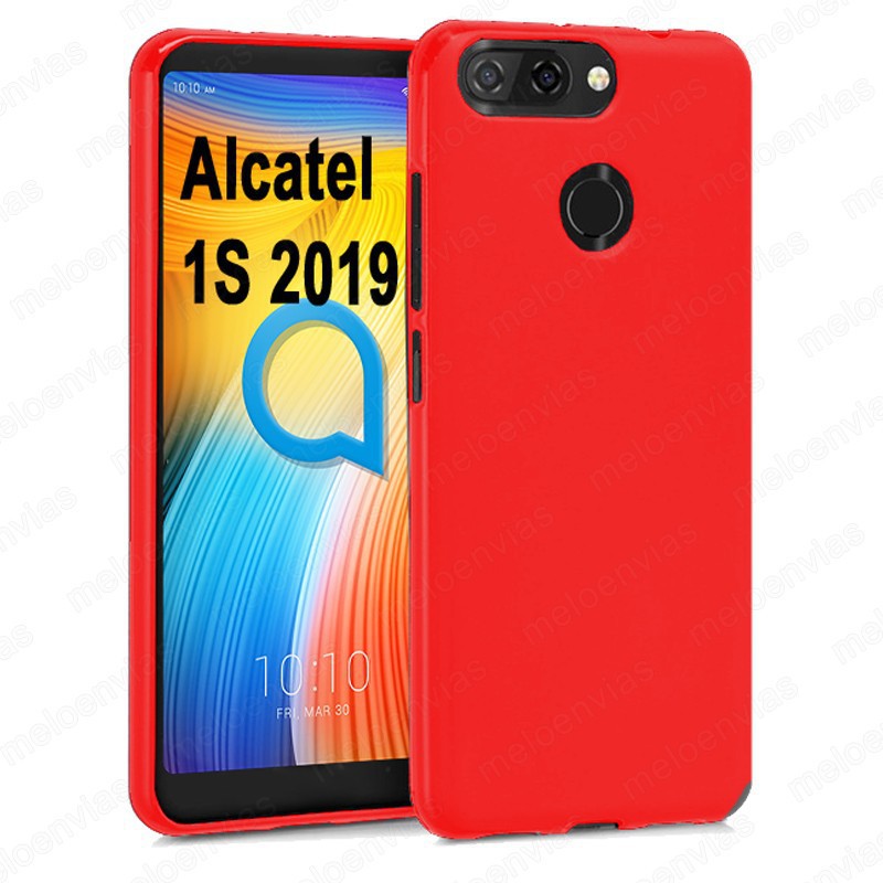 Funda carcasa para Alcatel 1S 2019 Gel TPU Liso mate Color Rojo