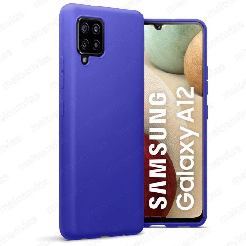 Funda carcasa para Samsung Galaxy A12 5G / 4G Gel TPU Liso mate Color Azul