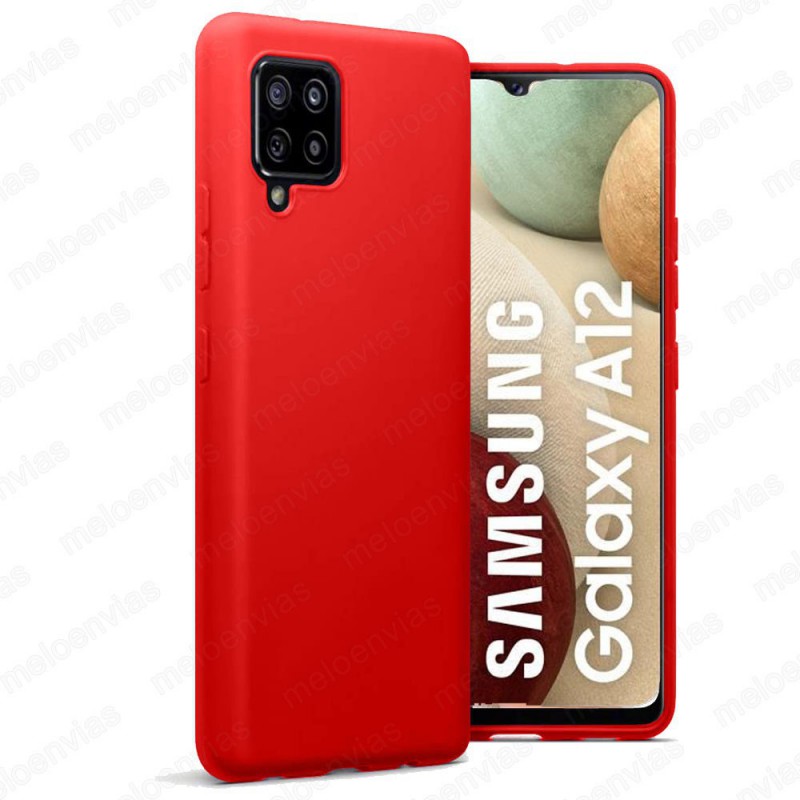 Funda carcasa para Samsung Galaxy A12 5G / 4G Gel TPU Liso mate Color Rojo